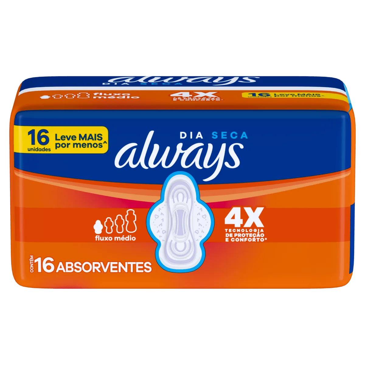 Imagem de Absorvete Always Basic Seca com Abas de 16 unidades
