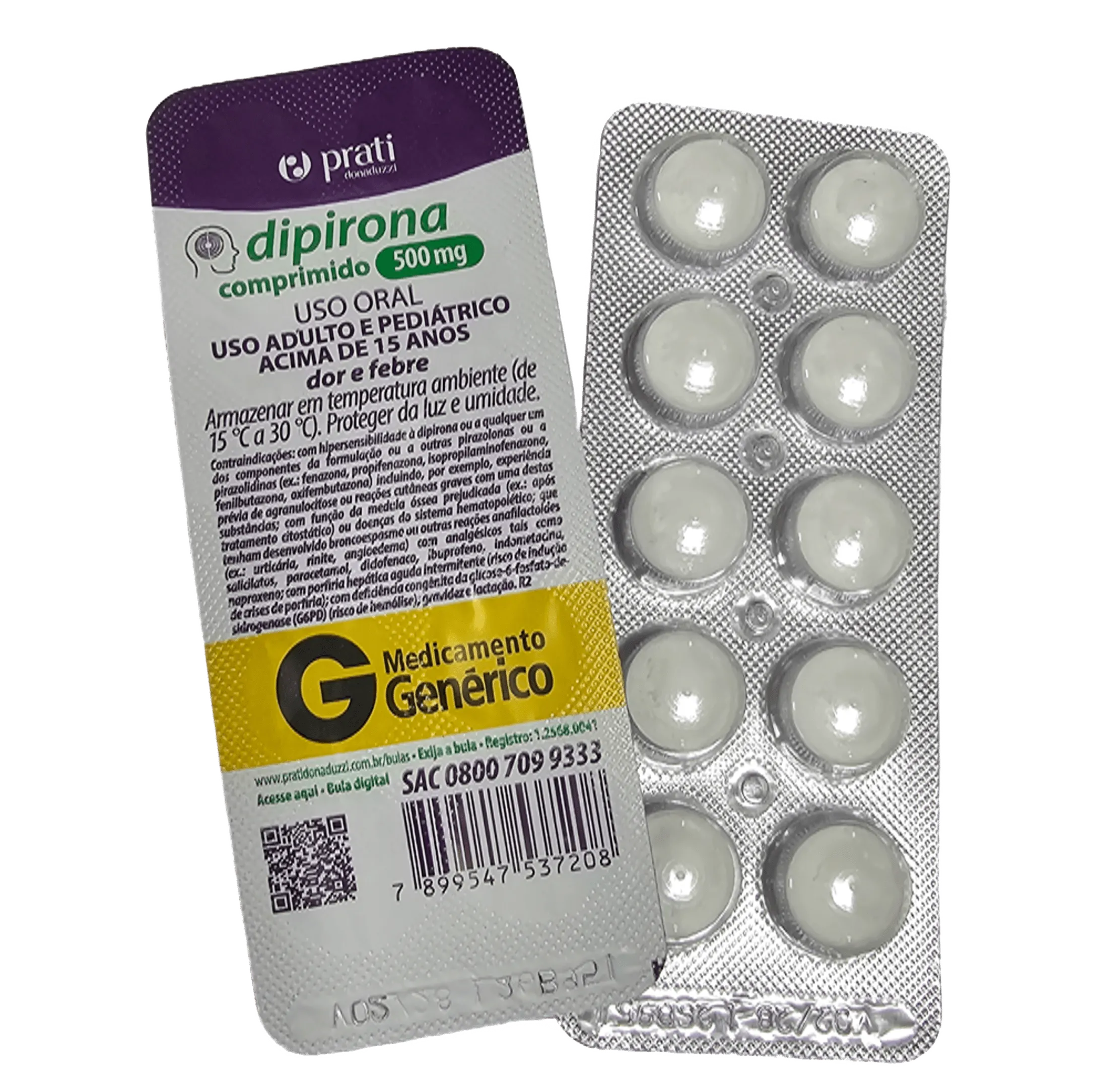 Imagem de Dipirona Sódica 500mg cartela com 10 comprimidos